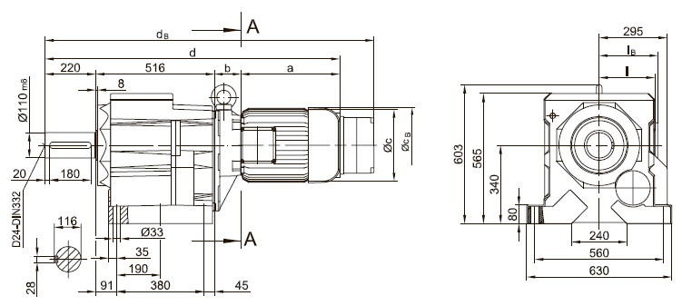 Вариант исполнения на лапах BG100