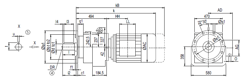 Монтажное исполнение на фланце DF/ZF168 (тип A)
