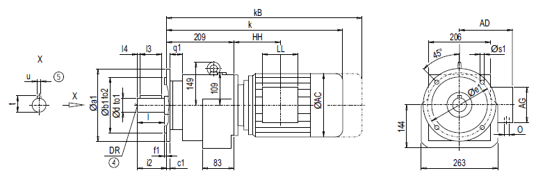 Монтажное исполнение на фланце DF/ZF68 (тип A)