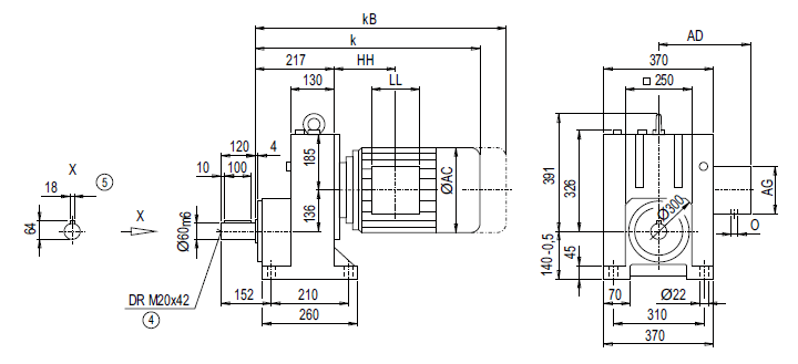 Монтажное исполнение на лапах E128