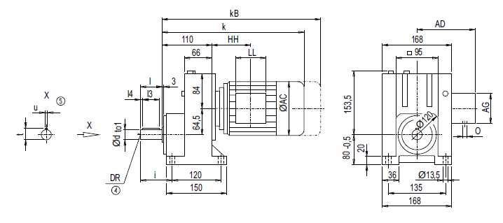 Монтажное исполнение на лапах E48